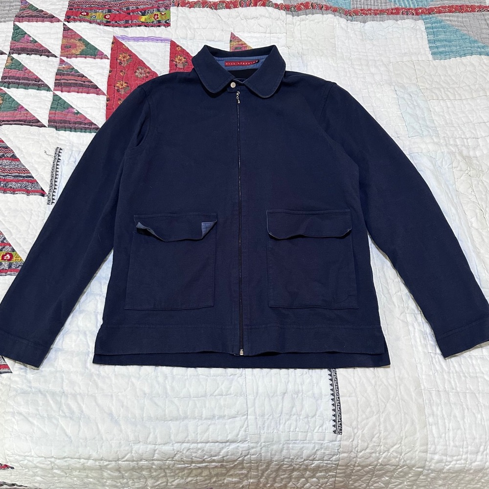 Ryan Roberts Zip Up Jacket Navy Blue Cotton Mens Medium